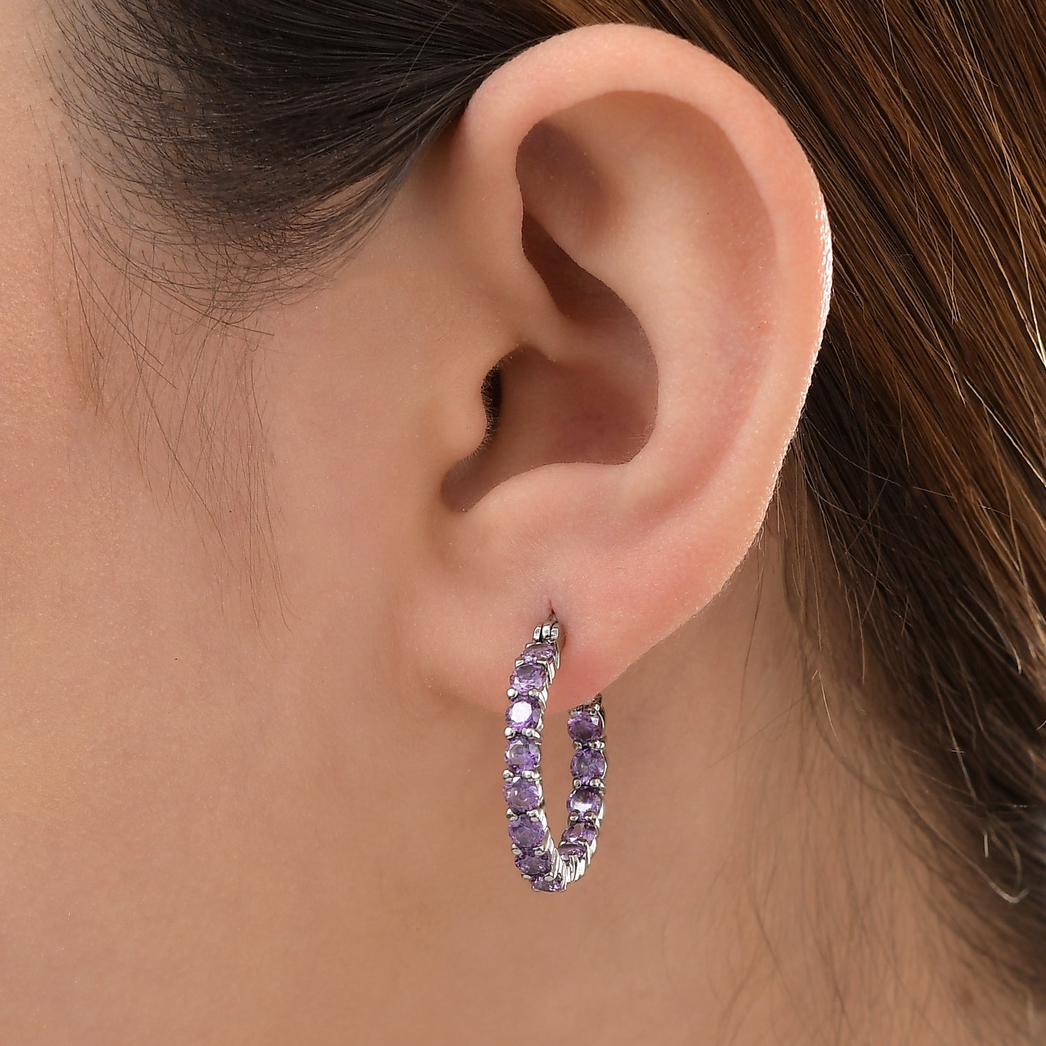 Amethyst Zirkonia-Ohrringe, ca. 5,15 ct