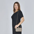 Moderne Clutch verziert mit facettierten Kristallen, 20x4x2cm, Leopard