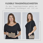 Moderne Clutch verziert mit facettierten Kristallen, 20x4x2cm, Leopard