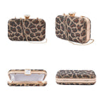 Moderne Clutch verziert mit facettierten Kristallen, 20x4x2cm, Leopard