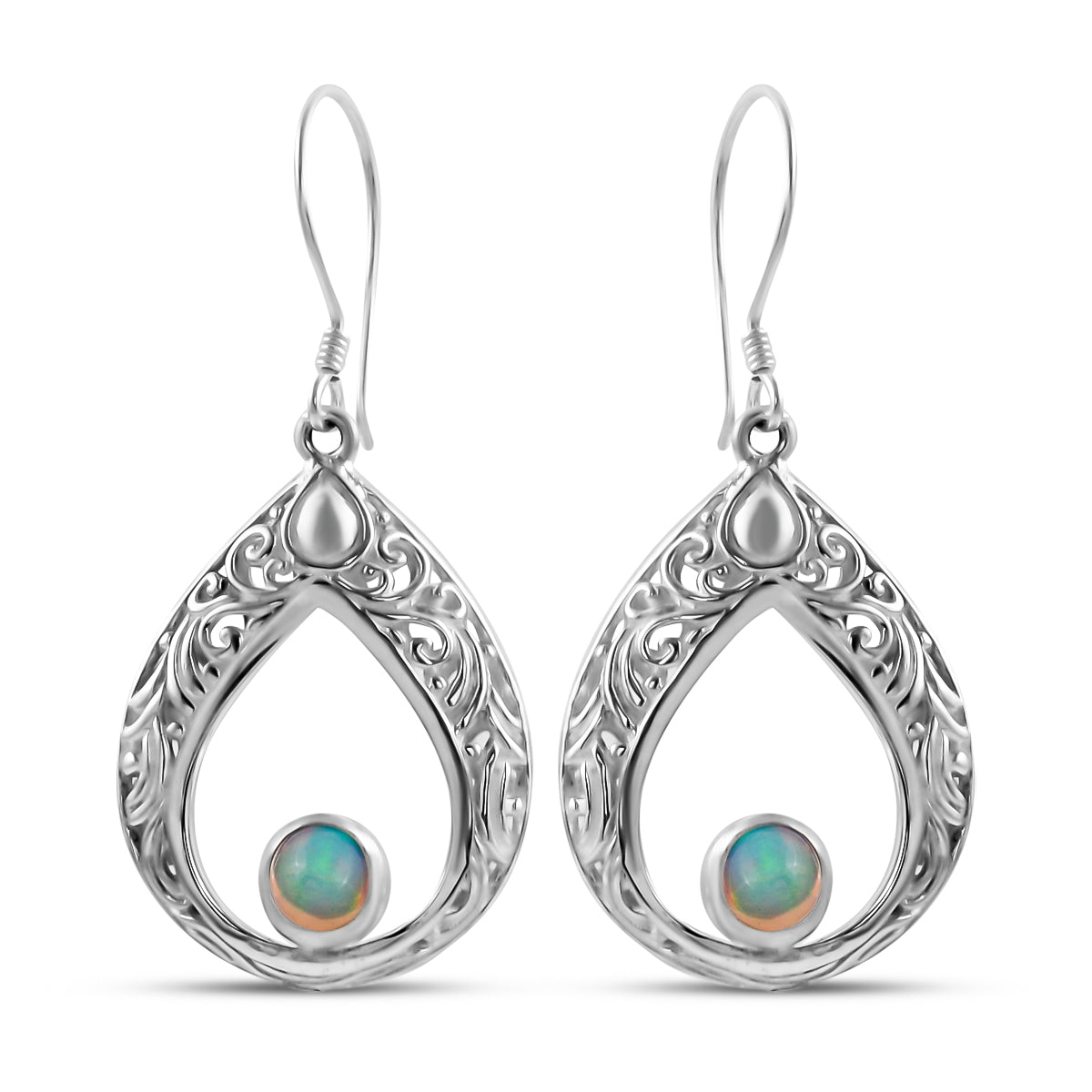 Royal Bali Kollektion - natürliche, äthiopische Opal-Ohrringe, 925 Silber ca. 0,68 ct