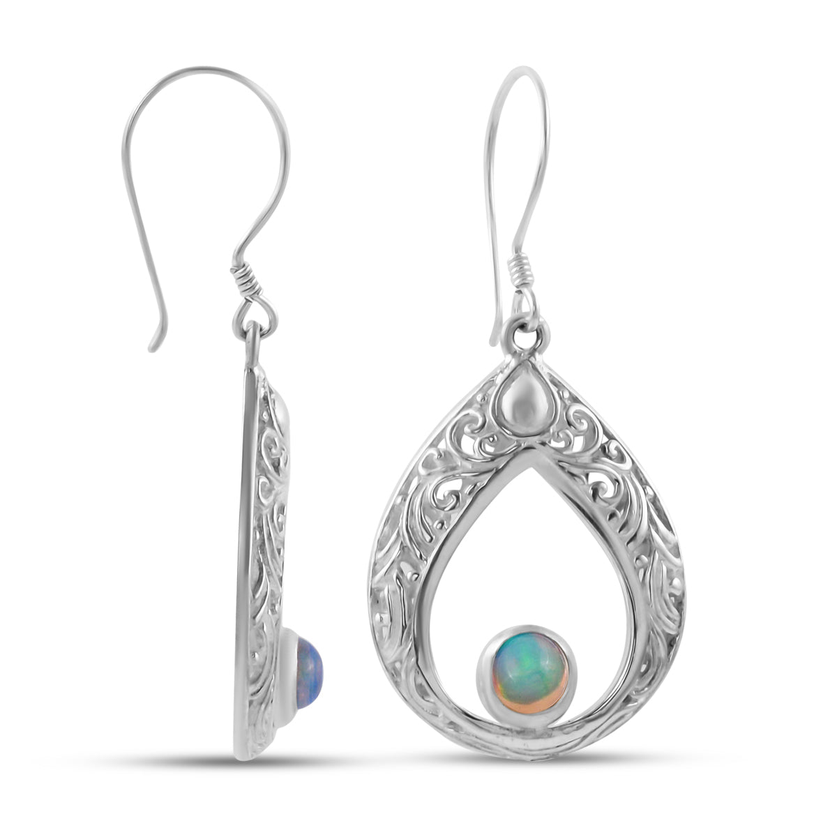 Royal Bali Kollektion - natürliche, äthiopische Opal-Ohrringe, 925 Silber ca. 0,68 ct