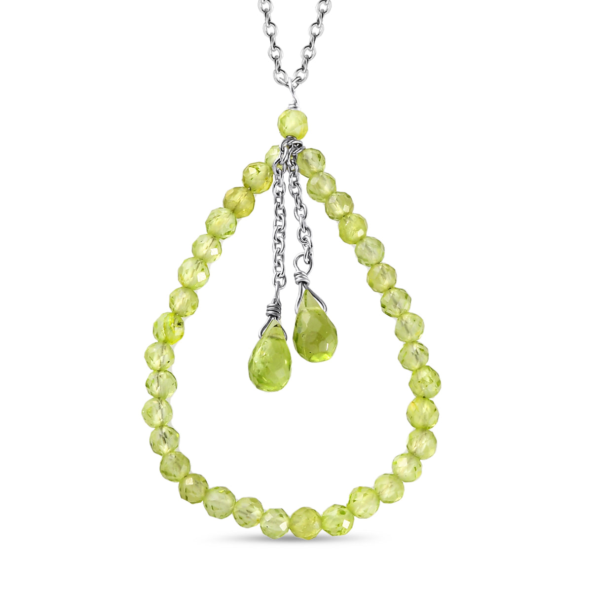 Natürliche Peridot-Halskette, ca. 50 cm, 925 Silber rhodiniert ca. 8,80 ct