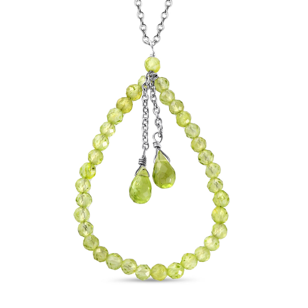 Natürliche Peridot-Halskette, ca. 50 cm, 925 Silber rhodiniert ca. 8,80 ct