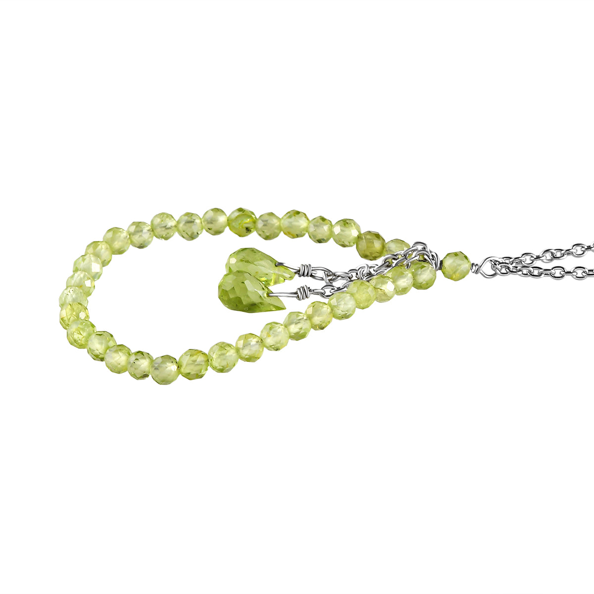 Natürliche Peridot-Halskette, ca. 50 cm, 925 Silber rhodiniert ca. 8,80 ct