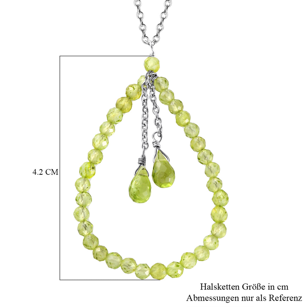 Natürliche Peridot-Halskette, ca. 50 cm, 925 Silber rhodiniert ca. 8,80 ct