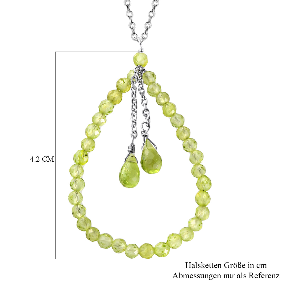 Natürliche Peridot-Halskette, ca. 50 cm, 925 Silber rhodiniert ca. 8,80 ct