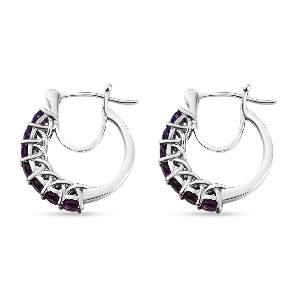 Natürliche, marokkanische Amethyst-Creolen, 925 Silber platiniert ca. 1,53 ct