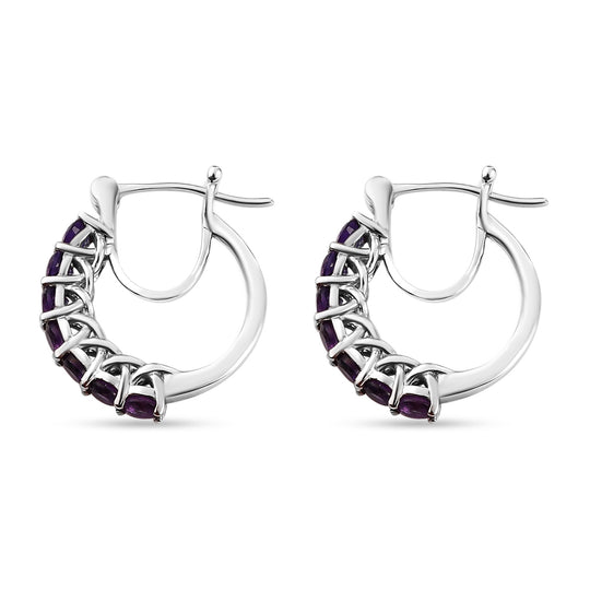 Natürliche, marokkanische Amethyst-Creolen, 925 Silber platiniert ca. 1,53 ct