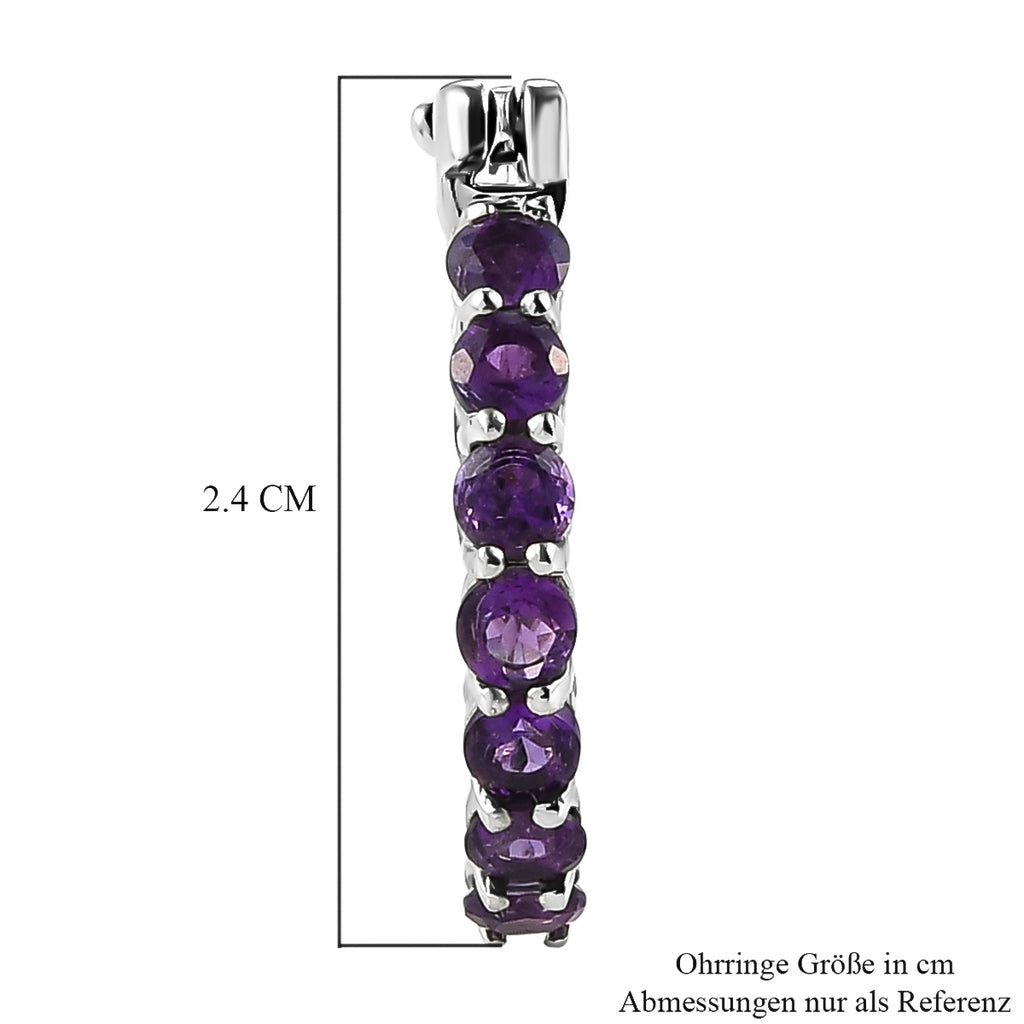 Natürliche, marokkanische Amethyst-Creolen, 925 Silber platiniert ca. 1,53 ct