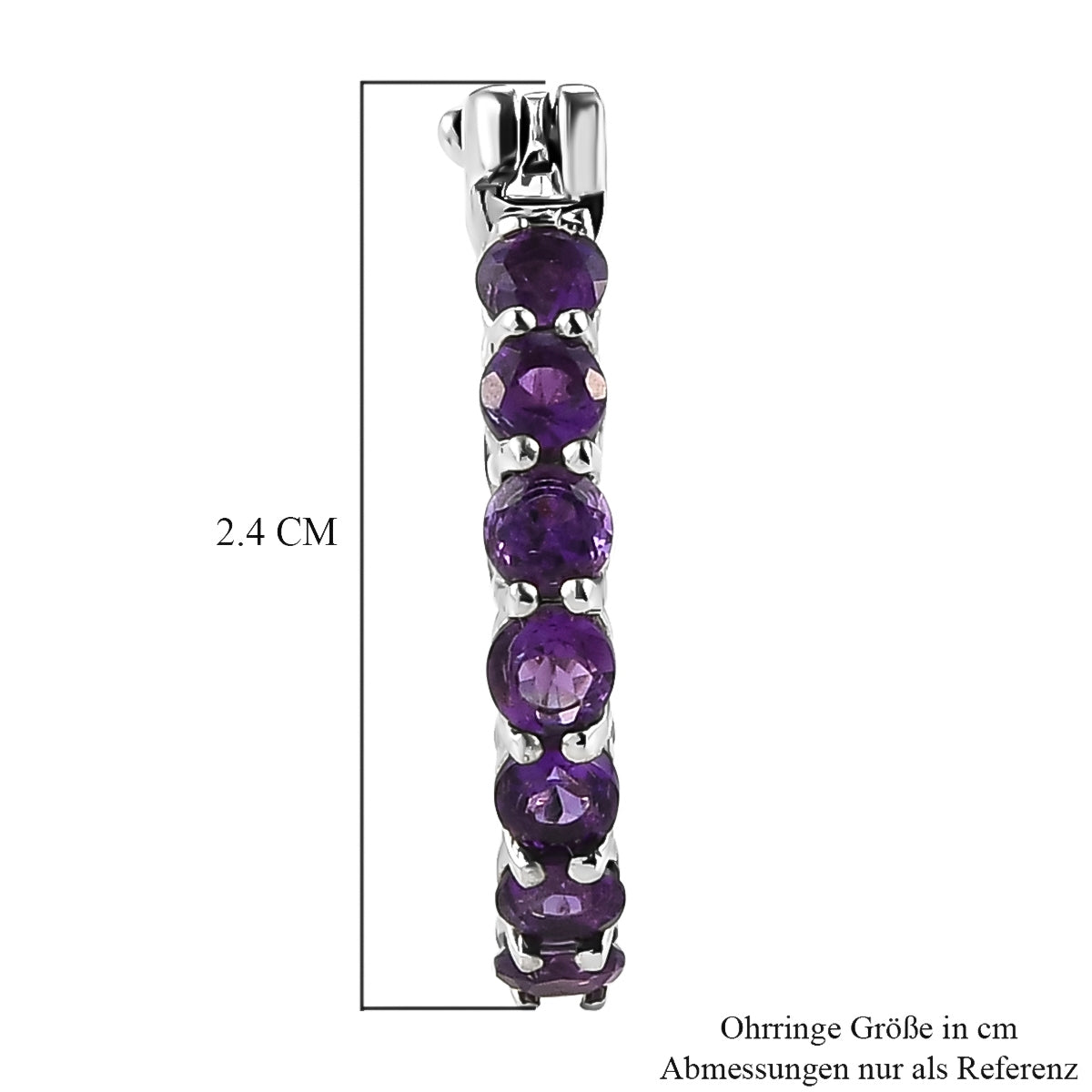 Natürliche, marokkanische Amethyst-Creolen, 925 Silber platiniert ca. 1,53 ct