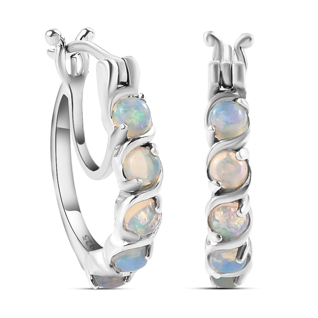 Natürliche, äthiopische Opal Ohrringe, 925 Silber platiniert ca. 0.93 ct