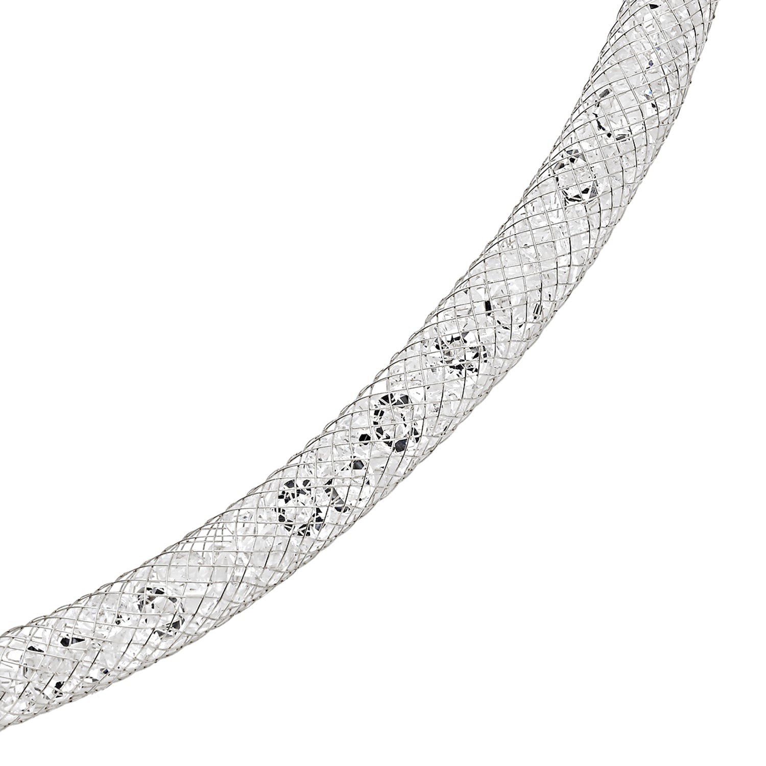 Weiße Kristall-Halskette, ca. 48 cm, silberfarben