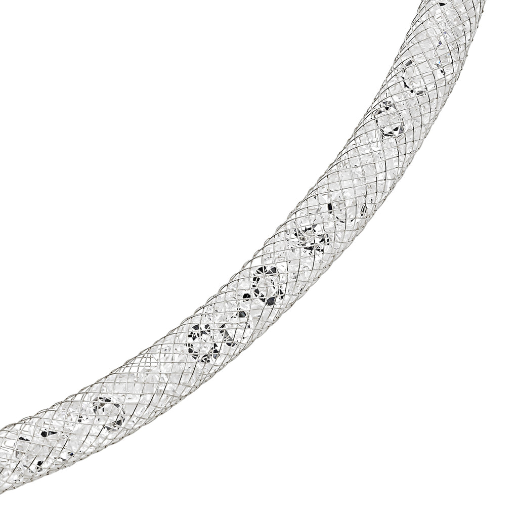 Weiße Kristall-Halskette, ca. 48 cm, silberfarben