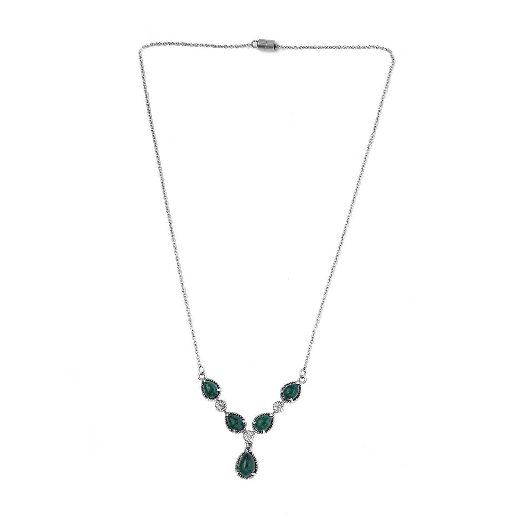 Grünes Aventurin-Collier, ca. 45 cm, Edelstahl ca. 8.76 ct