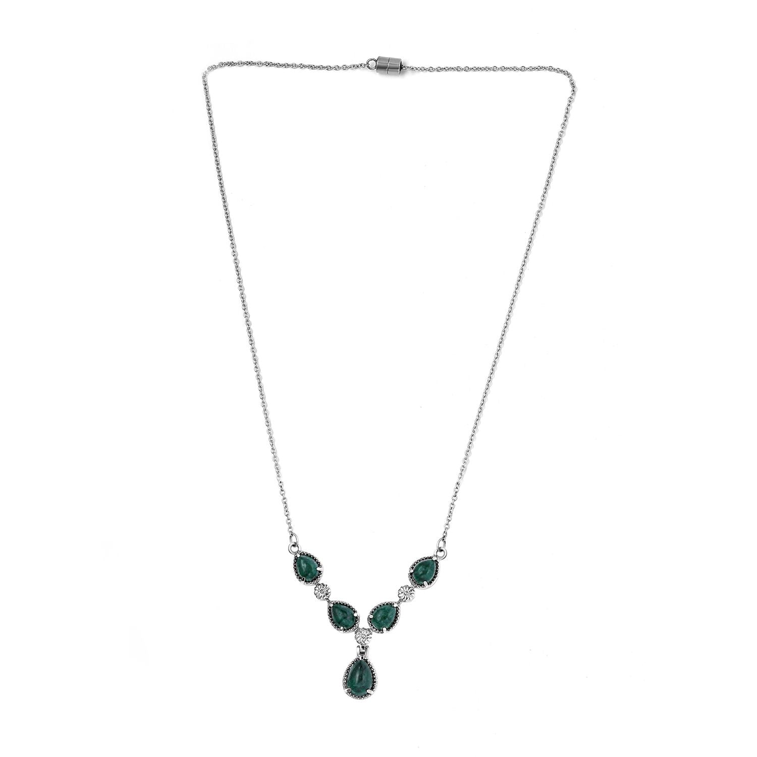 Grünes Aventurin-Collier, ca. 45 cm, Edelstahl ca. 8.76 ct