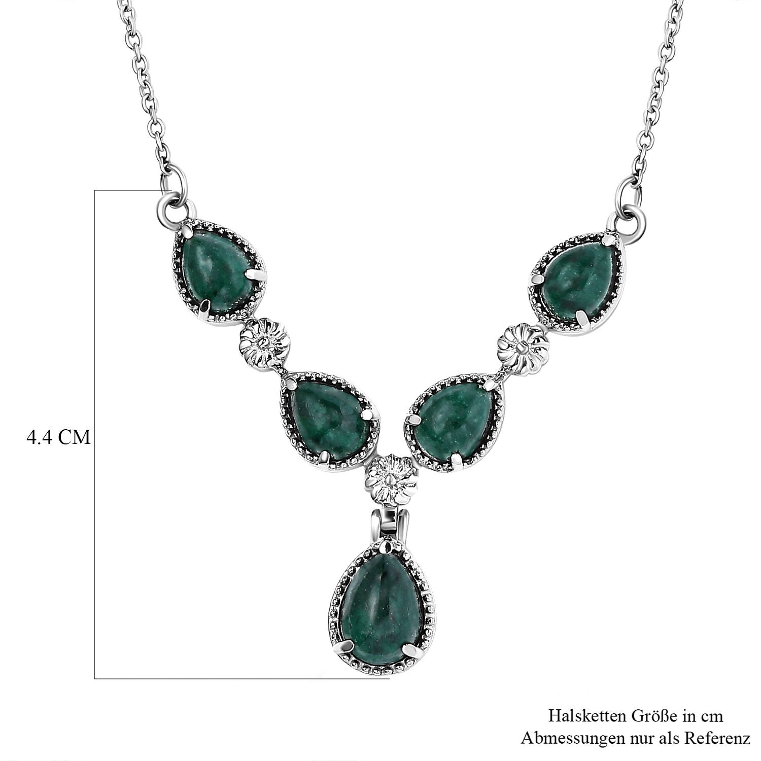 Grünes Aventurin-Collier, ca. 45 cm, Edelstahl ca. 8.76 ct