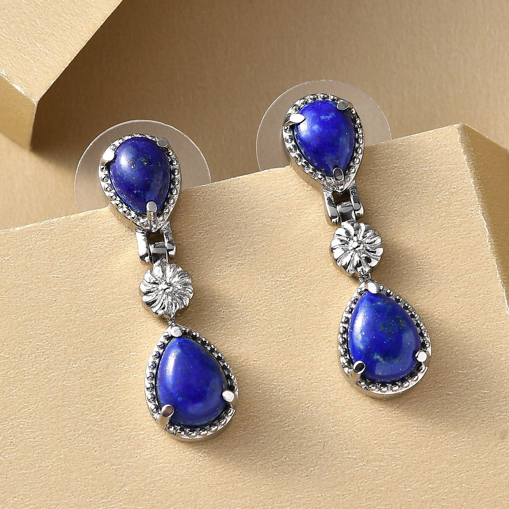 Lapislazuli-Ohrringe, Edelstahl ca. 5,11 ct
