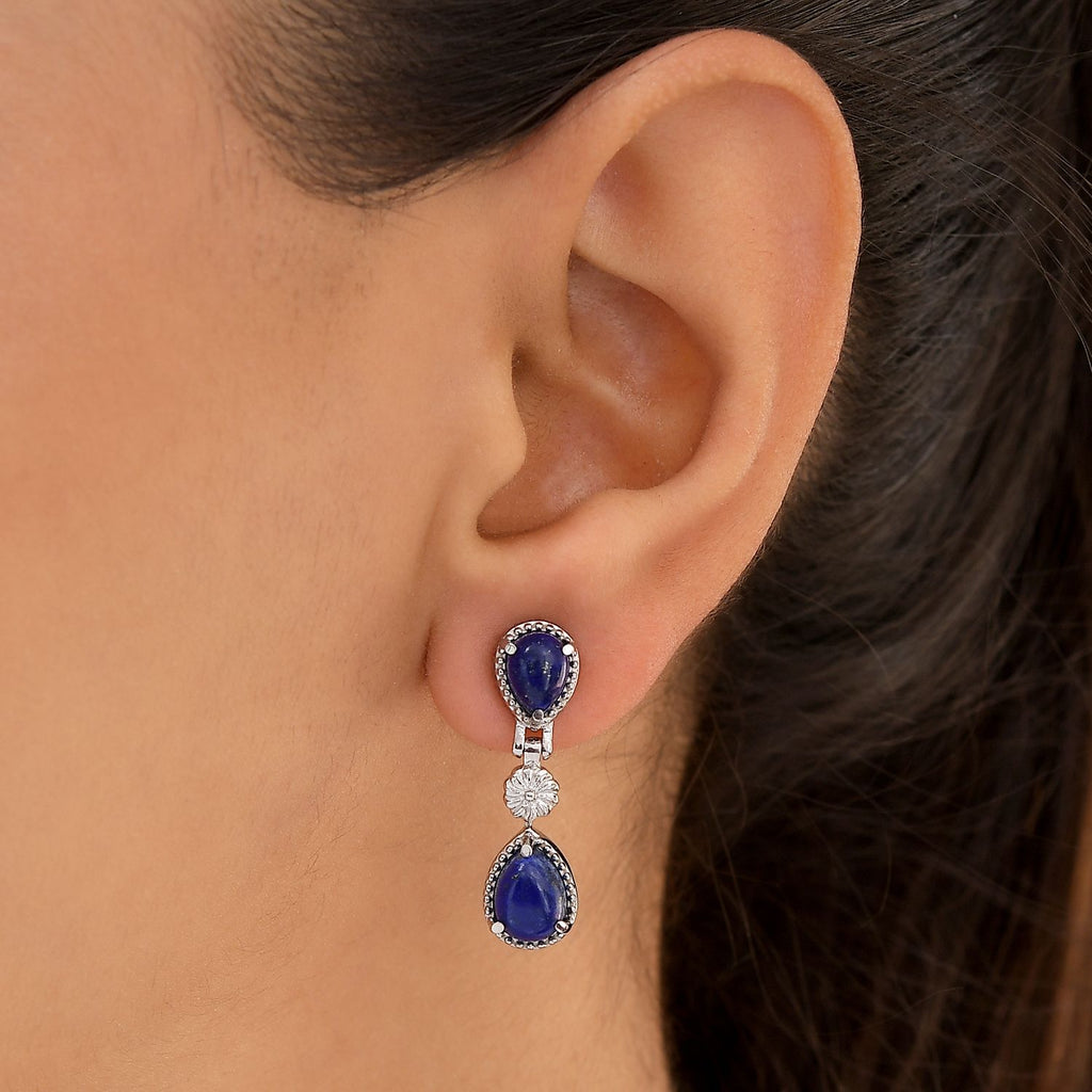 Lapislazuli-Ohrringe, Edelstahl ca. 5,11 ct