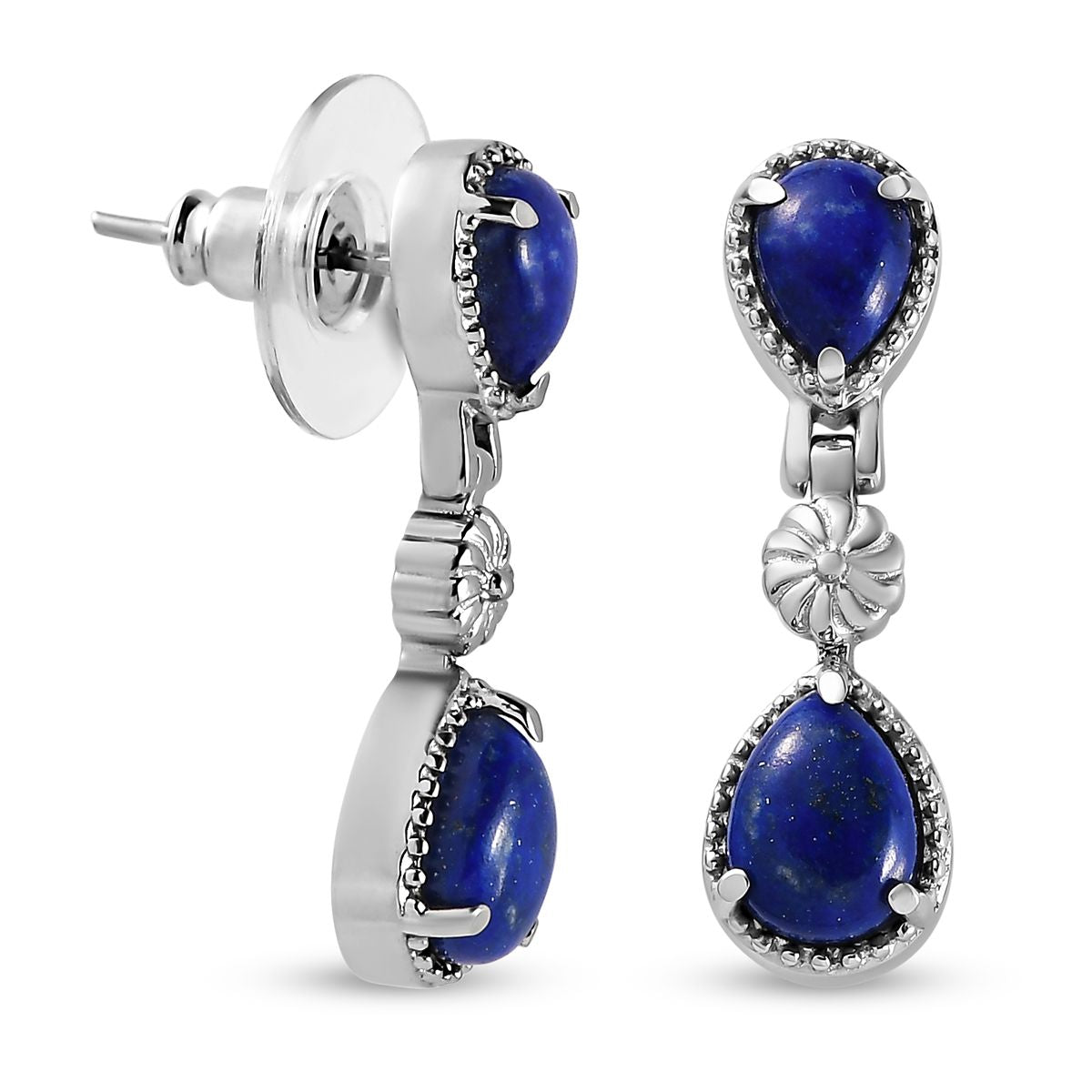 Lapislazuli-Ohrringe, Edelstahl ca. 5,11 ct