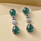Grüne Aventurin-Ohrringe, Edelstahl ca. 5.02 ct