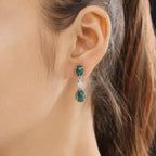 Grüne Aventurin-Ohrringe, Edelstahl ca. 5.02 ct