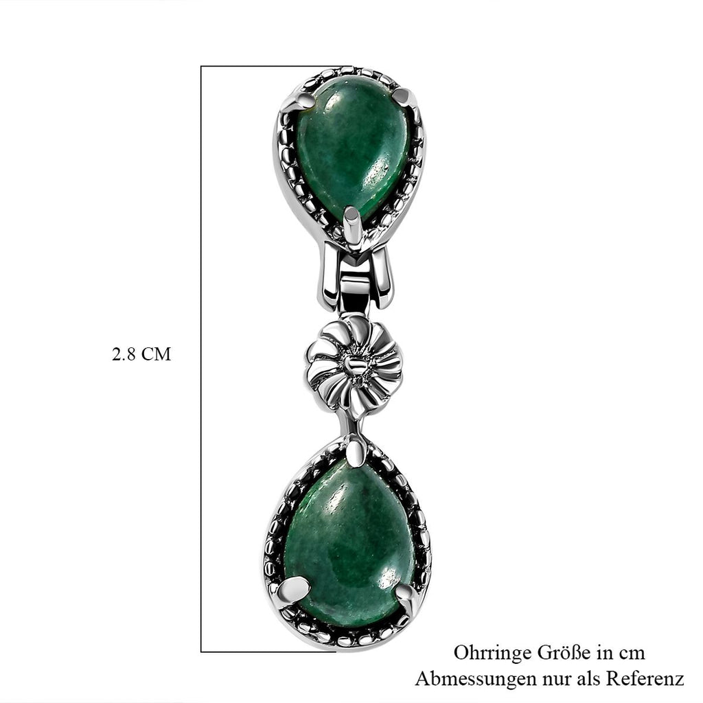 Grüne Aventurin-Ohrringe, Edelstahl ca. 5.02 ct