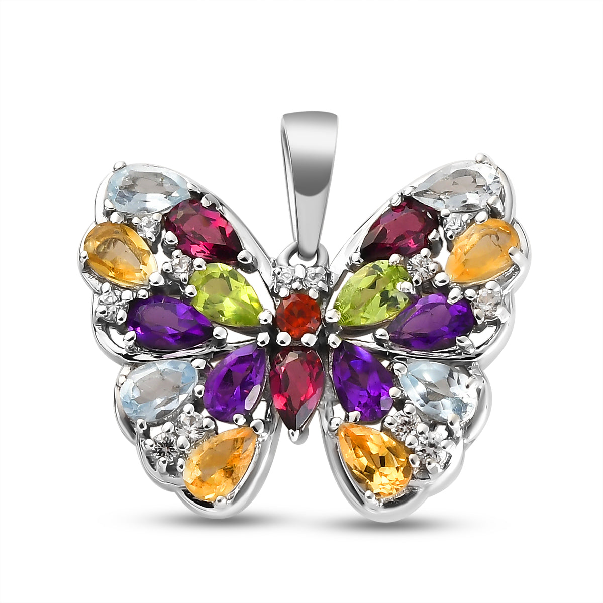 Mehrfarbiger Edelstein-Anhänger, 925 Silber platiniert ca. 4,15 ct