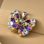 Mehrfarbiger Edelstein-Anhänger, 925 Silber platiniert ca. 4,15 ct