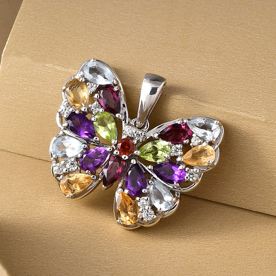 Mehrfarbiger Edelstein-Anhänger, 925 Silber platiniert ca. 4,15 ct