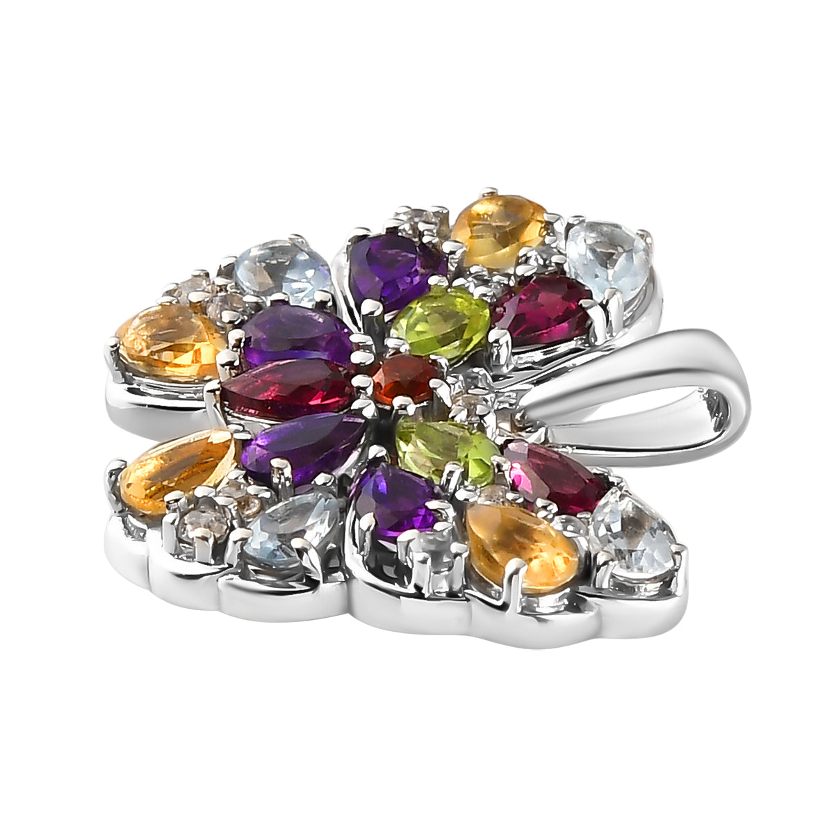 Mehrfarbiger Edelstein-Anhänger, 925 Silber platiniert ca. 4,15 ct