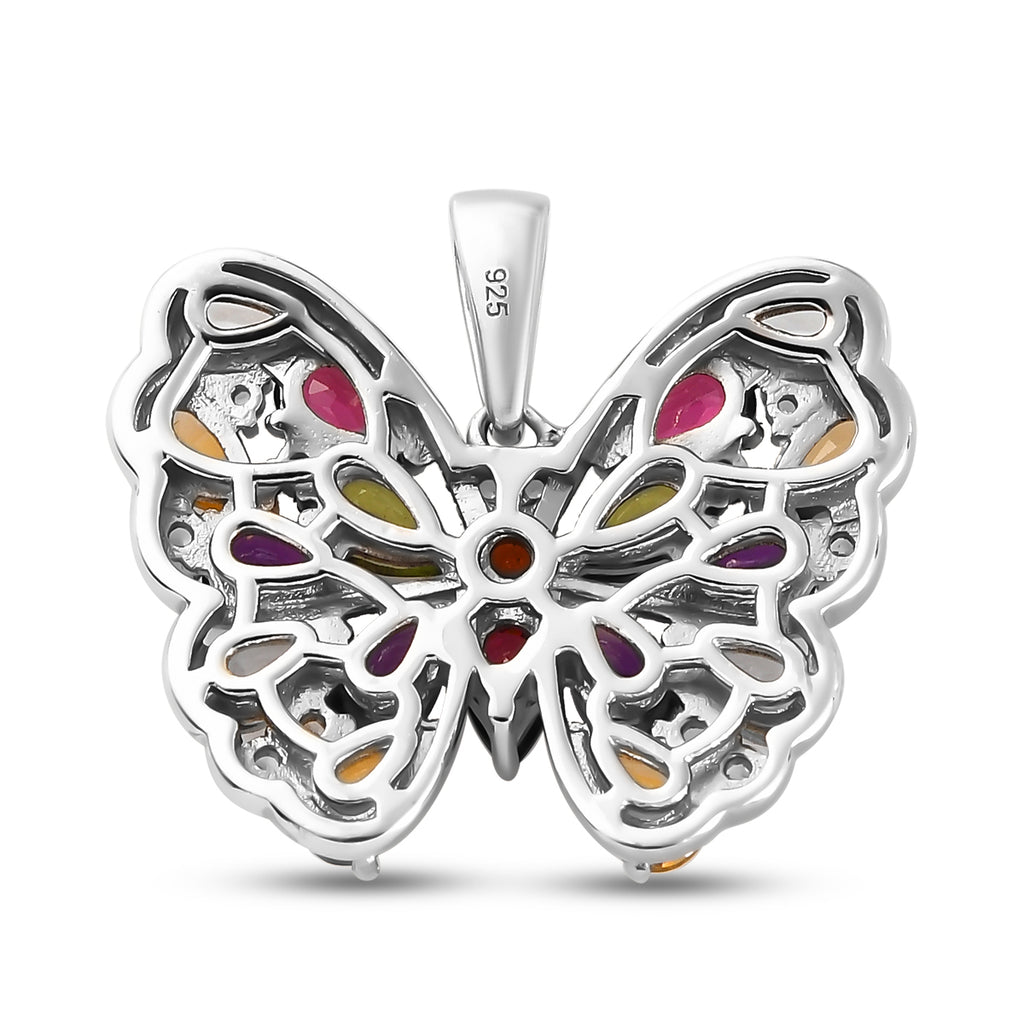 Mehrfarbiger Edelstein-Anhänger, 925 Silber platiniert ca. 4,15 ct