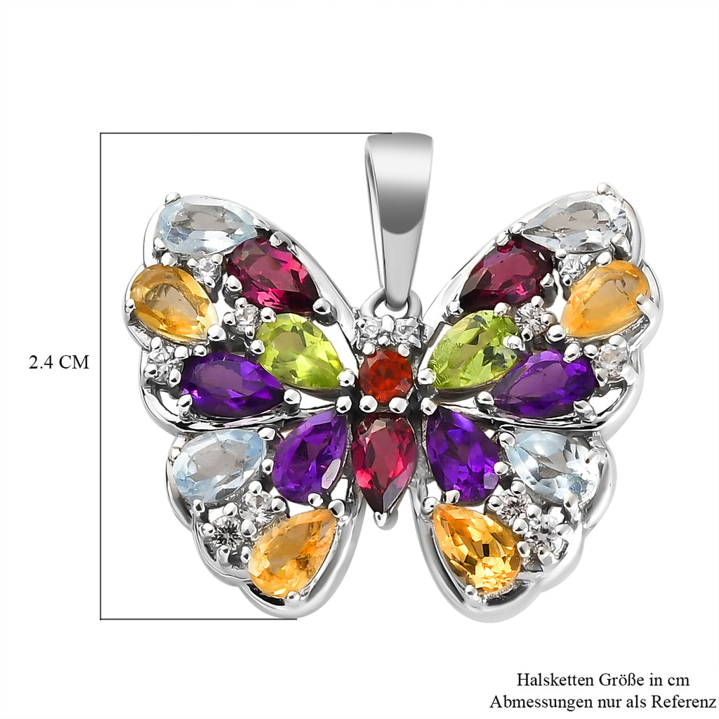 Mehrfarbiger Edelstein-Anhänger, 925 Silber platiniert ca. 4,15 ct