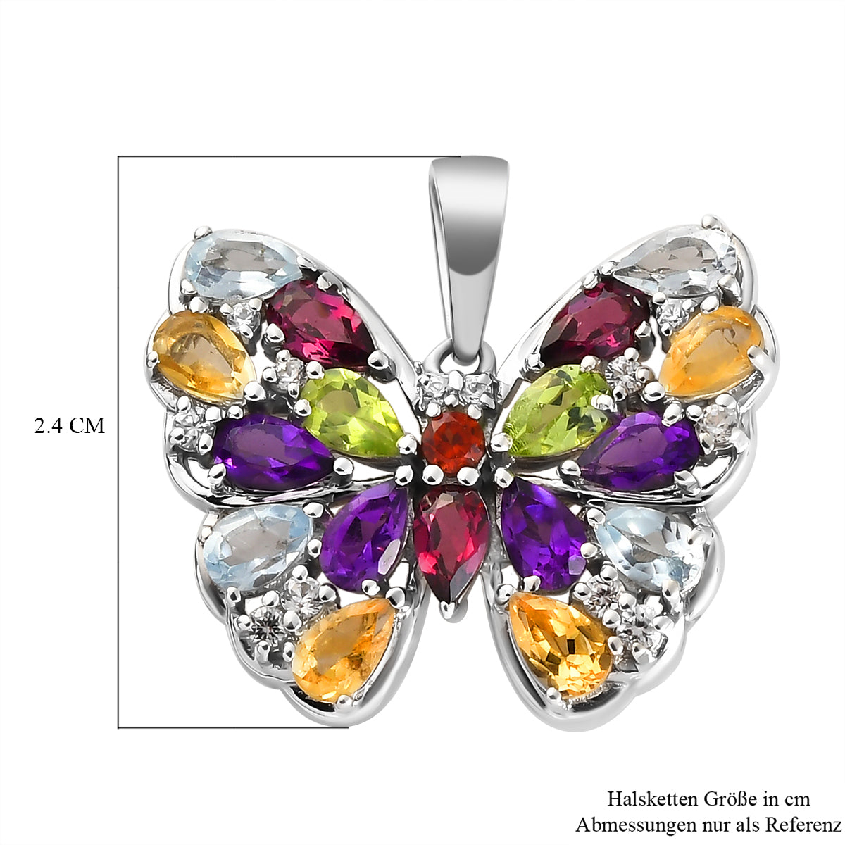 Mehrfarbiger Edelstein-Anhänger, 925 Silber platiniert ca. 4,15 ct