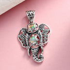 Handgearbeiteter, natürlicher, äthiopischer Opal-Anhänger, 925 Silber Schwarz oxidiert ca. 0,78 ct
