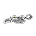 Handgearbeiteter, natürlicher, äthiopischer Opal-Anhänger, 925 Silber Schwarz oxidiert ca. 0,78 ct