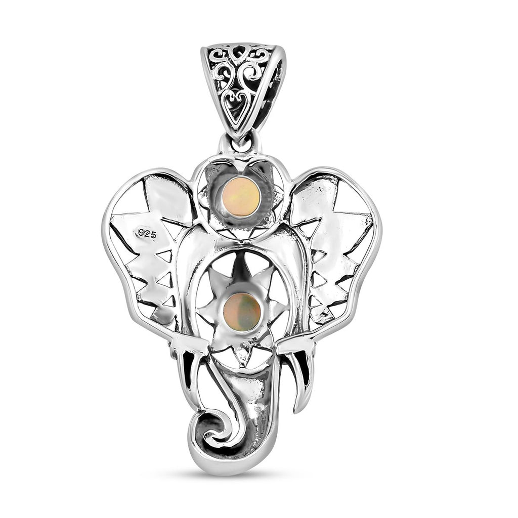 Handgearbeiteter, natürlicher, äthiopischer Opal-Anhänger, 925 Silber Schwarz oxidiert ca. 0,78 ct