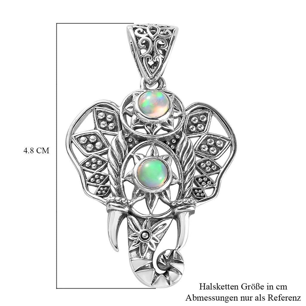 Handgearbeiteter, natürlicher, äthiopischer Opal-Anhänger, 925 Silber Schwarz oxidiert ca. 0,78 ct