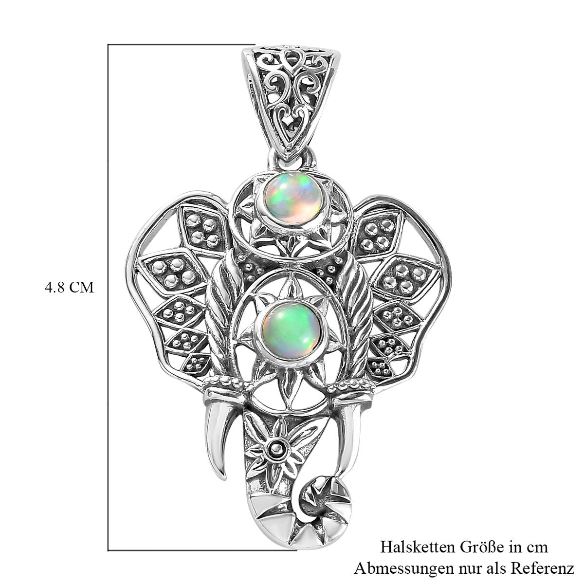 Handgearbeiteter, natürlicher, äthiopischer Opal-Anhänger, 925 Silber Schwarz oxidiert ca. 0,78 ct