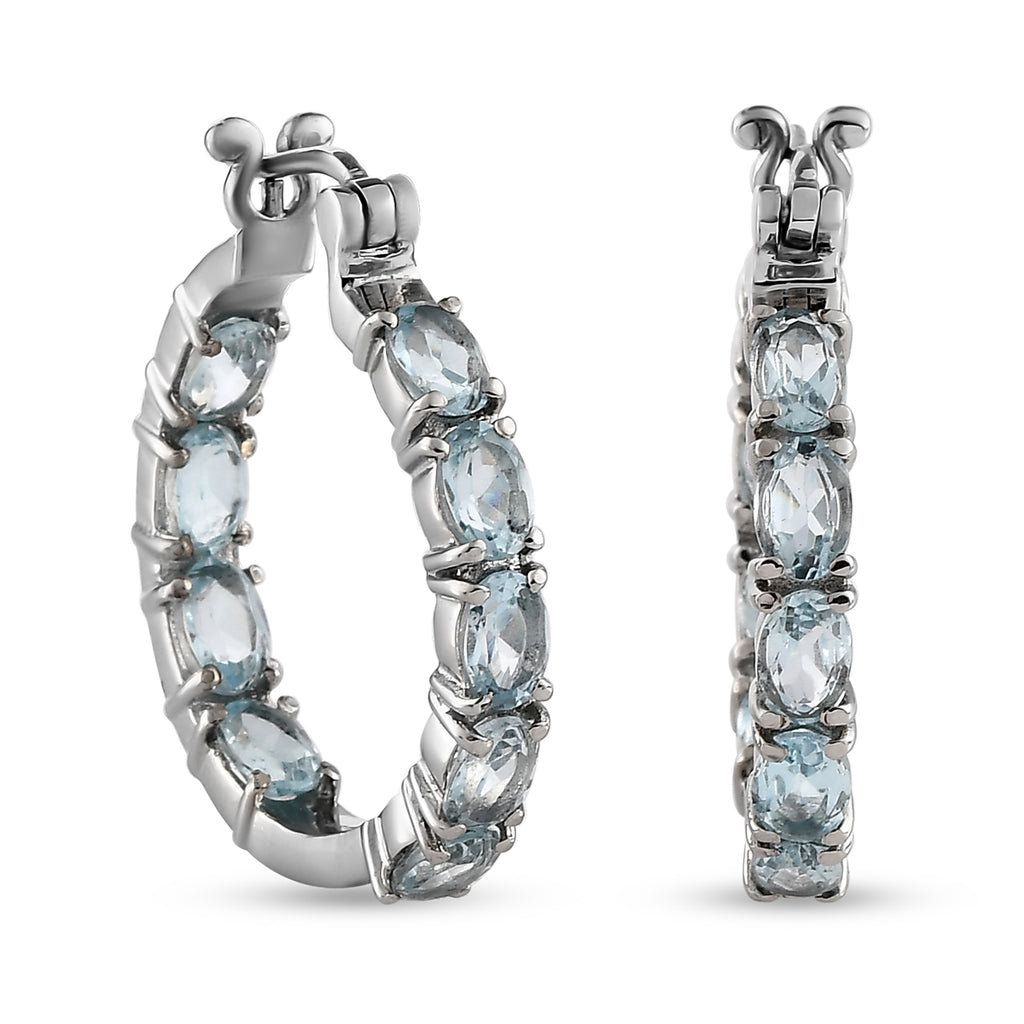 Himmelblaue Topas-Ohrringe, Edelstahl, ca. 10,55 ct