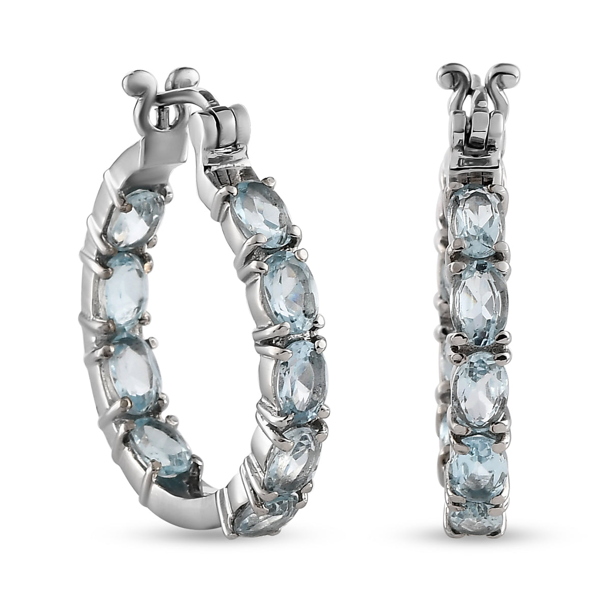 Himmelblaue Topas-Ohrringe, Edelstahl, ca. 10,55 ct