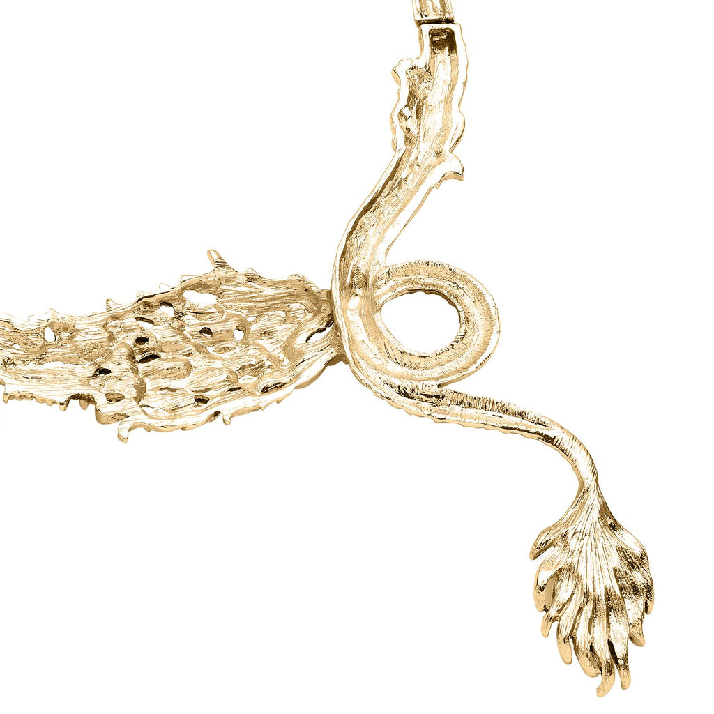 Künstliche, orange Katzenauge und weiße Kristall Drachen-Halskette, ca. 40.5 cm, Antikes Gold ca. 0,60 ct