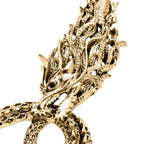 Künstliche, orange Katzenauge und weiße Kristall Drachen-Halskette, ca. 40.5 cm, Antikes Gold ca. 0,60 ct