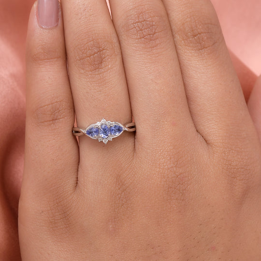 AA Tansanit-Ring, 925 Silber platiniert ca. 0,58 ct