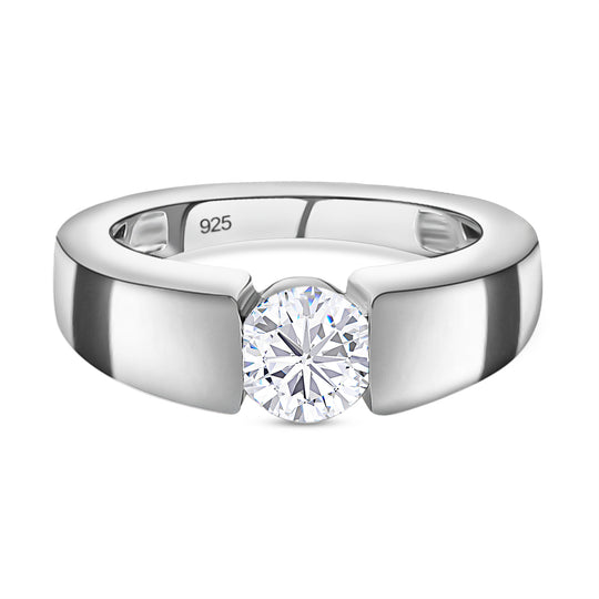 88 Facetten Moissanit-Ring, 925 Silber platiniert ca. 0,79 ct