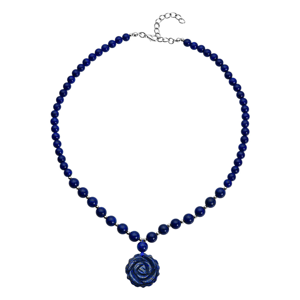 Lapislazuli-Halskette, ca. 45+5 cm, silberfarben, ca. 165,00 ct