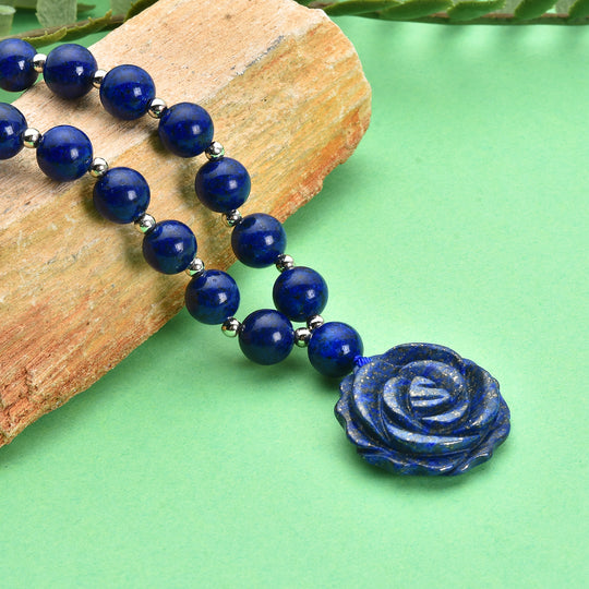 Lapislazuli-Halskette, ca. 45+5 cm, silberfarben, ca. 165,00 ct