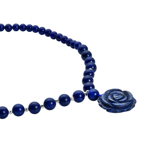 Lapislazuli-Halskette, ca. 45+5 cm, silberfarben, ca. 165,00 ct