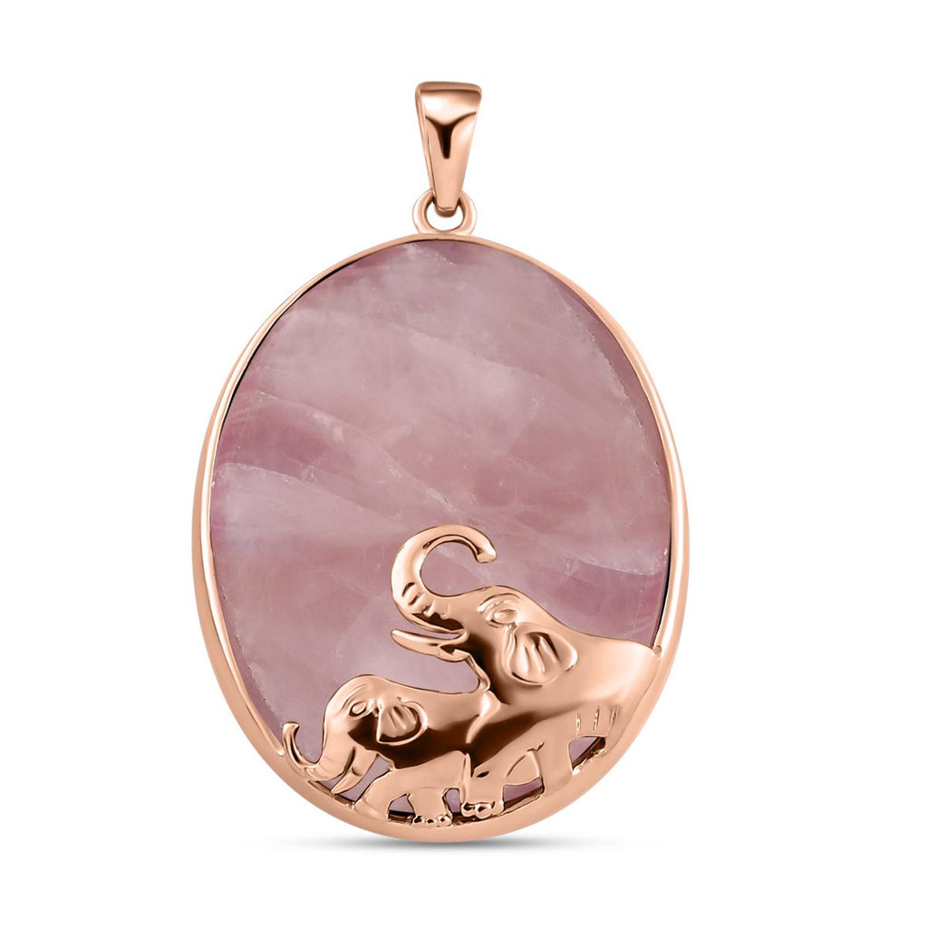 Rosenquarz-Anhänger, 925 Silber rosévergoldet ca. 71,68 ct