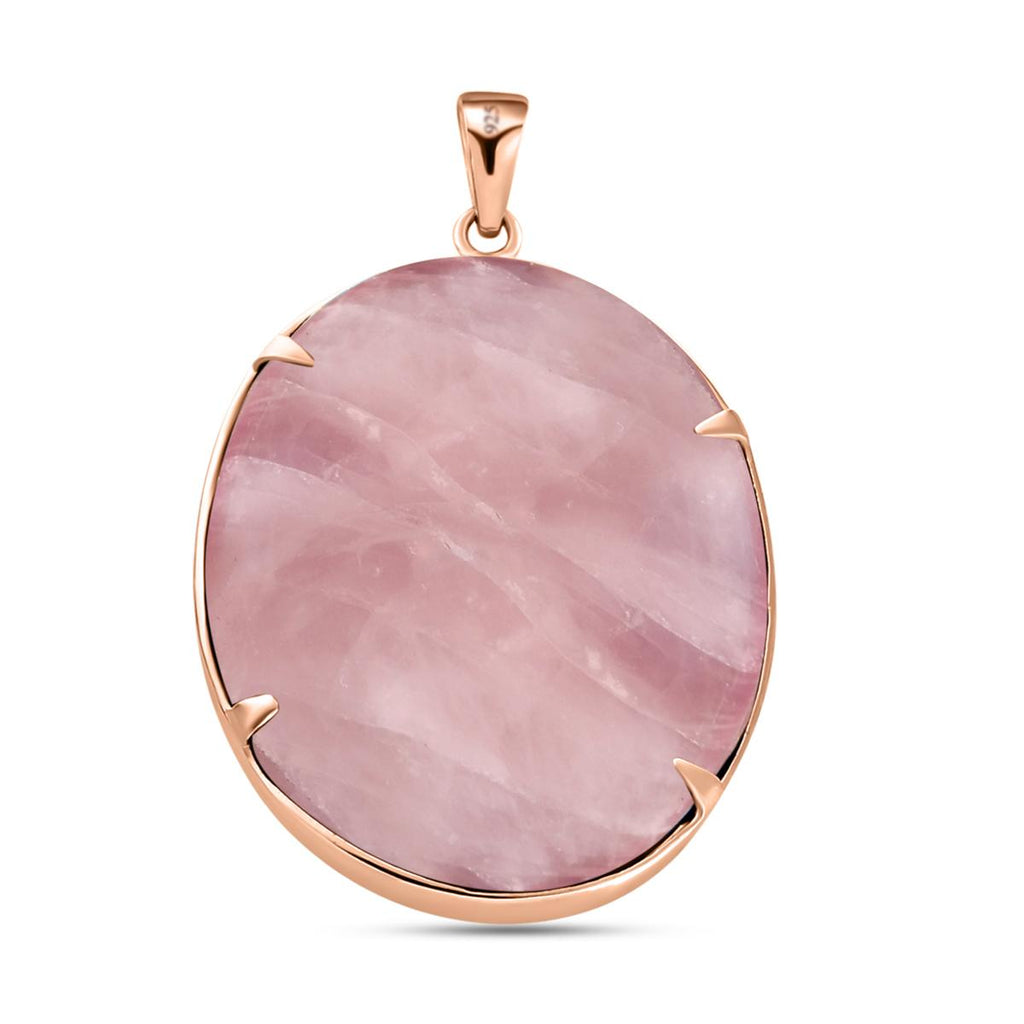 Rosenquarz-Anhänger, 925 Silber rosévergoldet ca. 71,68 ct